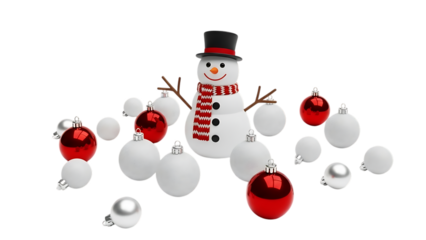 Snowman with red and white Christmas ornaments image