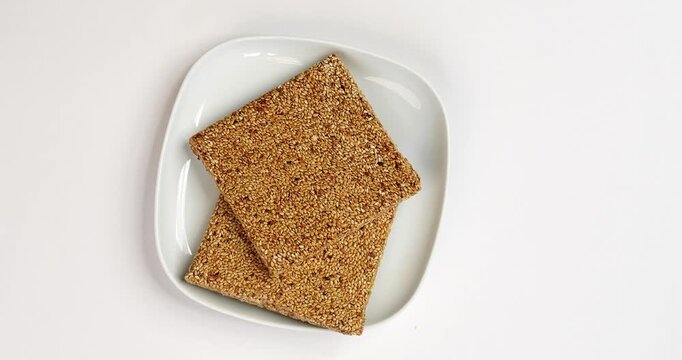 Tilgul Chikki on Plate &ndash; Traditional Sesame and Jaggery Indian Sweet Snack