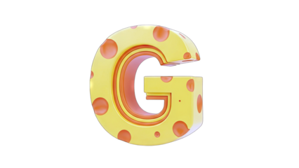 3D Letter G with Cheese Design on White Background