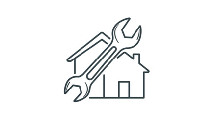 Wrench and house outline symbolizing home repair and maintenance services