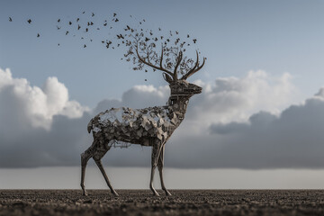 Naklejka premium deer in the wind