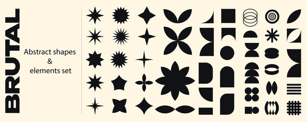 graphic, geometric, shape, abstract, grunge, set, trendy, pack, silhouette, signs, symbol, modern, monochrome, vector, collection, retro, brutal, element, form, figure, concept, illustration, icon, sq © Iry