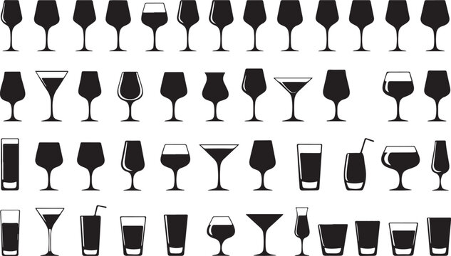 Assortment of Silhouette Drink Glasses and Cups beverage