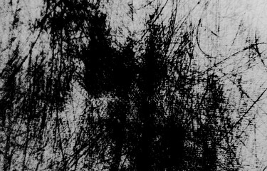 Abstract black and white grunge texture with dark ink stains and rough scratched surface. Distressed background for design, poster, cover, print.