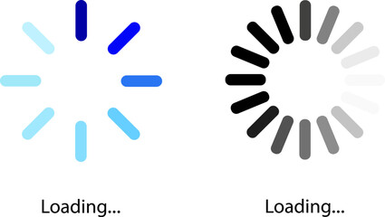 Two circular loading indicators displayed one blue and one grayscale