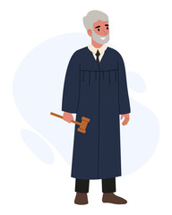 Judge stands with gavel in hand, ready to conduct court proceedings during a weekday session in a courtroom