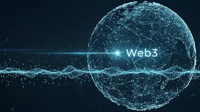 Web3 Digital Sphere With Flowing Data Streams and Glowing Network Connections Futuristic Blockchain Technology Background for AI Crypto and Decentralized Internet