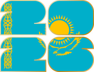 Obraz premium 2026 with flag of Kazakhstan