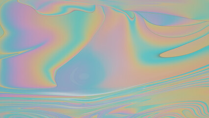 Holographic Fluid Forms in Soft Pastel Colors. Abstract 3D Glass Drops with Rainbow Reflection. 3d rendering illustration not AI