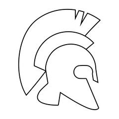 Spartan helmet icon vector. Spartan Illustration sign. Medieval helmet symbol or logo.