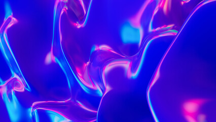 Abstract fluorescent liquid. Neon waves on the background. A beautiful futuristic scene. 3d rendering illustration not AI