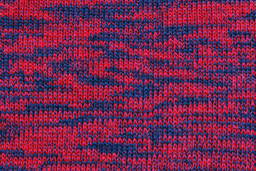 Red and blue melange jersey fabric texture as background