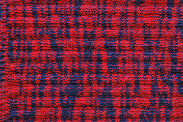 Red and blue chunky melange jersey fabric texture as background