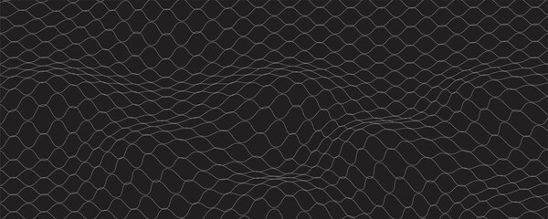 Fishing net seamless pattern. Soccer and football gates mesh. Fishnet texture. Basketball hoop and hockey net pattern. Sportswear texture. Chain link fence. Vector illustration on black background. © Fiki