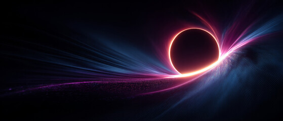 Futuristic glowing cosmic swirl with light trails