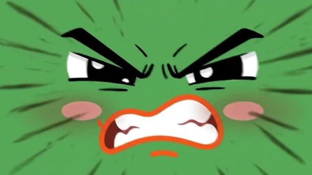 Angry pepe the frog emote face with green background