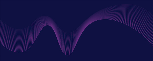 Abstract glowing wave lines on dark blue background. Modern flowing wavy lines