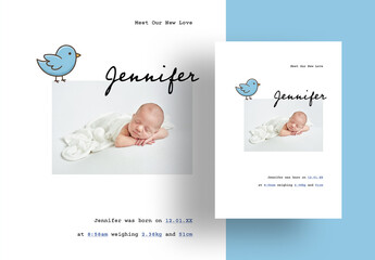 Baby Birth Stats Layout With Minimal Style