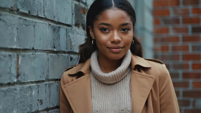 Urban Chic: A stylish individual stands confidently against a textured brick wall, showcasing contemporary fashion and an air of effortless sophistication.