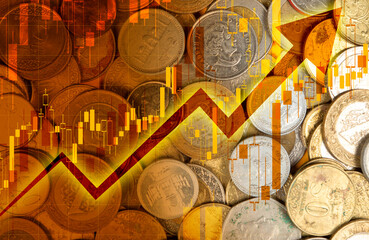 Gold and Silver Prices going all time high theme with candles upward