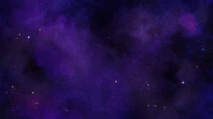 Naklejka premium Deep purple space background with glowing stars and cosmic clouds creating mysterious and vast universe scene full of wonder and beauty