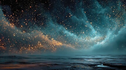 Dark teal background with twinkling stars, enchanting magical vibe for festive/special events—ideal for video cards, social media banners & celestial-themed visual content.