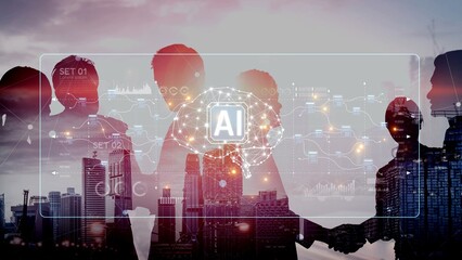 AI neural network and data processing system visualizing artificial intelligence with brain structure, chip, and connected data blocks for computation and learning Marrow