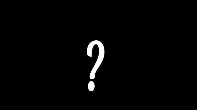 White animated question marks on a black background 