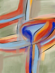 Bold and expressive abstract art with contrasting colors and striking lines, perfect for modern and vibrant interiors