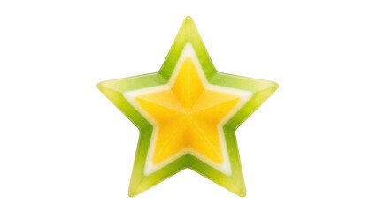 Yellow and green star fruit isolated PNG, tropical fruit with star shape on transparent background, healthy food and exotic dessert