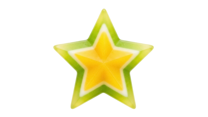 Yellow and green star fruit isolated PNG, tropical fruit with star shape on transparent background, healthy food and exotic dessert