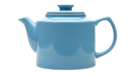 Light blue ceramic teapot isolated PNG, kitchenware for tea preparation and serving, traditional beverage container