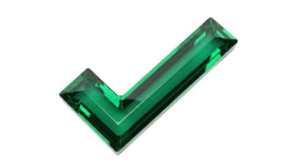 Emerald green check mark PNG isolated on transparent background, symbol of approval and confirmation for graphic design projects
