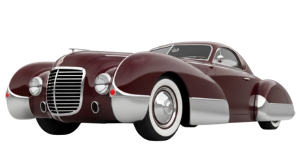 Classic brown car PNG isolated on transparent background, vintage automobile with chrome accents for design and retro projects