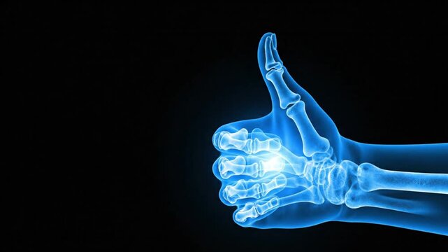 Xray of a hand showing thumbs up gesture