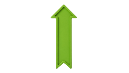 Lime green arrow pointing up isolated PNG, direction indicator for navigation and growth concepts on transparent background