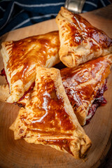Puff pastry triangle filled with jam.