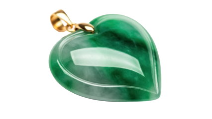 Green jade heart pendant isolated PNG, love symbol on transparent background for jewelry design and Valentine s Day