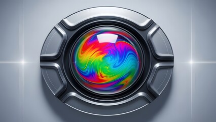 Abstract Rainbow Swirl Sphere in Metallic Frame image
