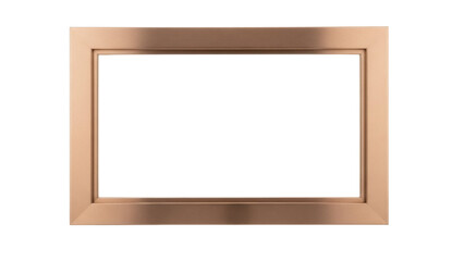 Obraz premium Elegant rose gold picture frame isolated PNG on transparent background, modern metallic border for photos and artwork