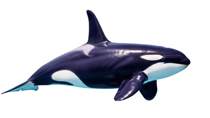 Majestic killer whale PNG isolated on transparent background, orca marine mammal with black and white markings for wildlife design