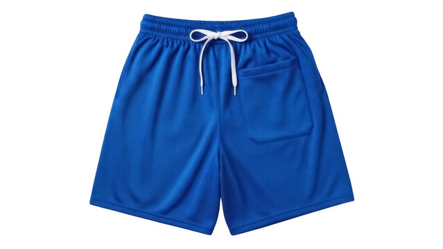 Blue athletic shorts isolated PNG on transparent background, comfortable sportswear for gym, running, basketball, and casual wear