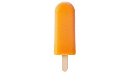Bright orange popsicle isolated PNG on transparent background, refreshing summer treat for hot weather and dessert concepts