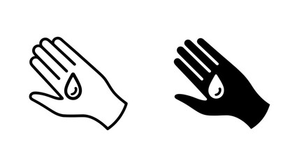 Obraz premium Hand with droplet icon symbolizing liquid, hygiene, or skincare product application