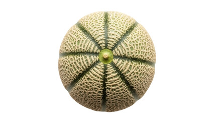 Cantaloupe melon PNG isolated on transparent background, fresh and ripe fruit with textured rind for healthy eating concepts
