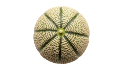 Cantaloupe melon PNG isolated on transparent background, fresh and ripe fruit with textured rind for healthy eating concepts