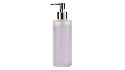 Elegant frosted glass soap dispenser isolated PNG, refillable container with pump for bathroom or kitchen on transparent background