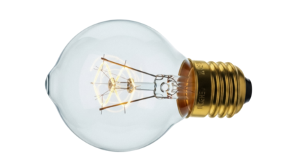 Vintage Edison light bulb PNG isolated on transparent background, antique style incandescent lamp for retro design and decoration