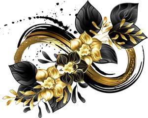 Symbol Infinity with black orchids