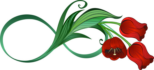 Infinity with red tulips